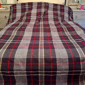 Pottery Barn Plaid Duvet Cover - Red, Black, White